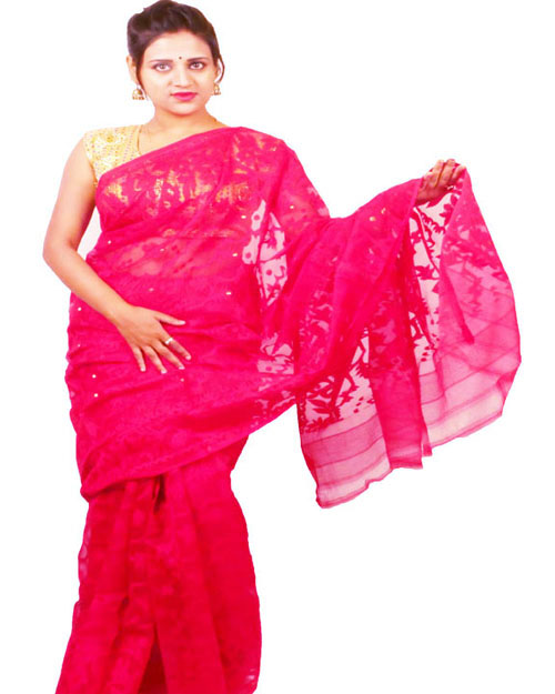 Soft Jamdani Saree (Red)