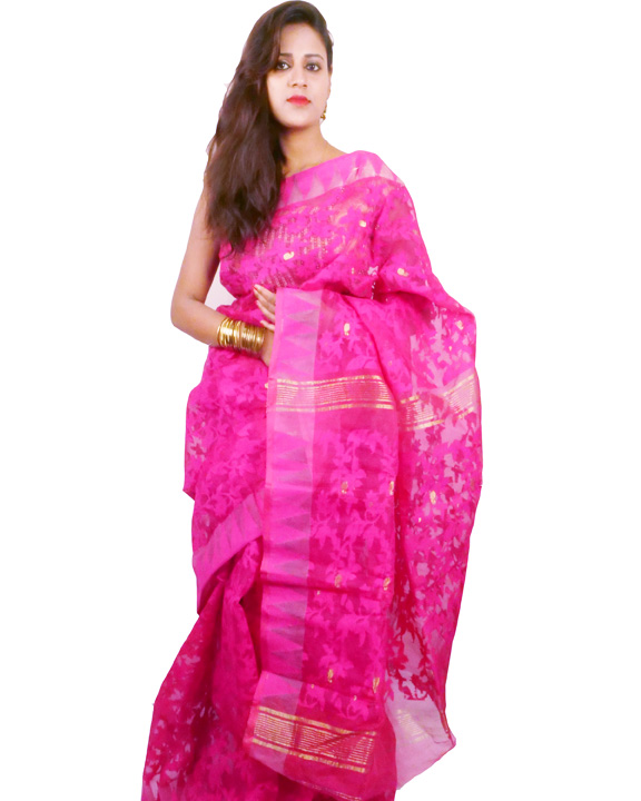 Jamdani Silk Saree (Beatiful Pink)