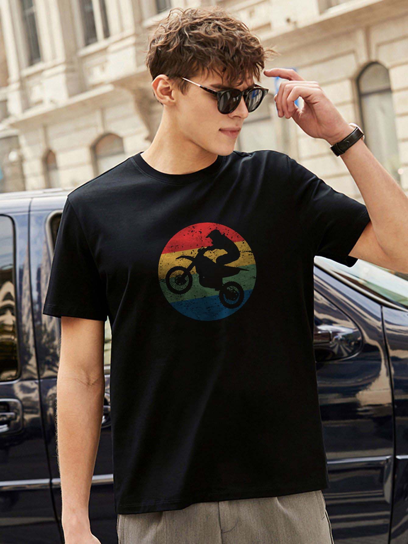 Moto Bike Printed T shirt Black