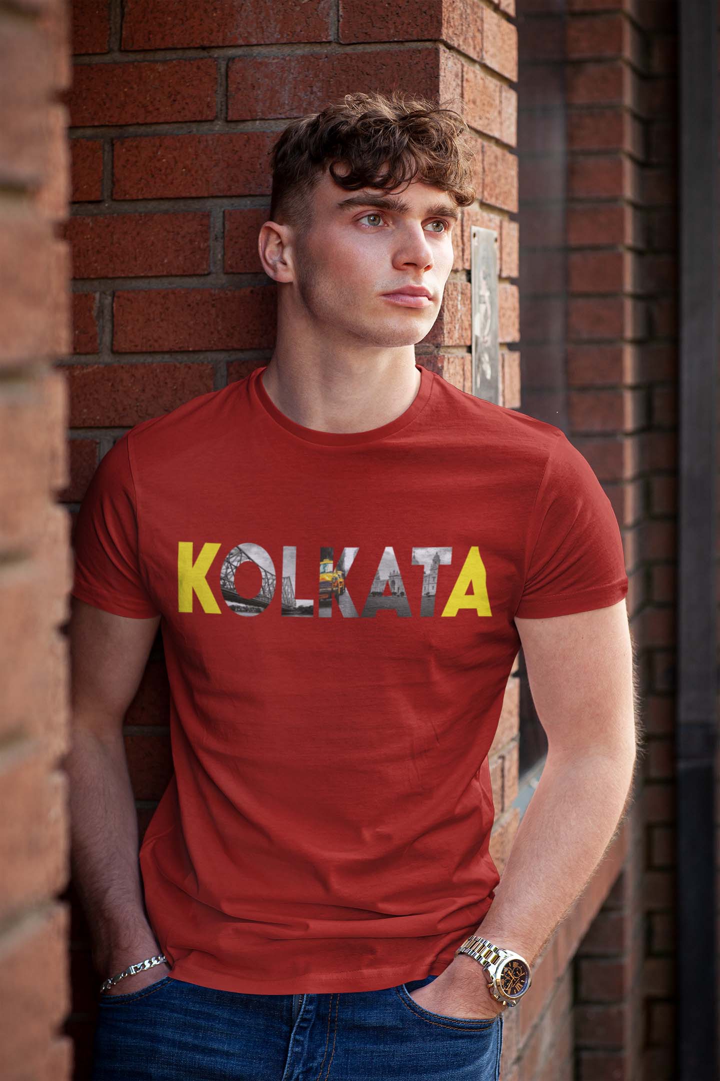 Old Kolkata T Shirt Cherry Red