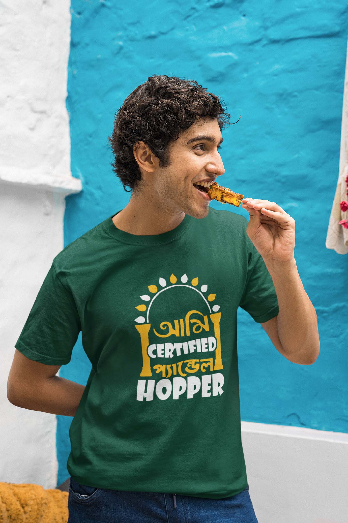 Certified Pandel Hopper Durga Puja T Shirt Bottle Green