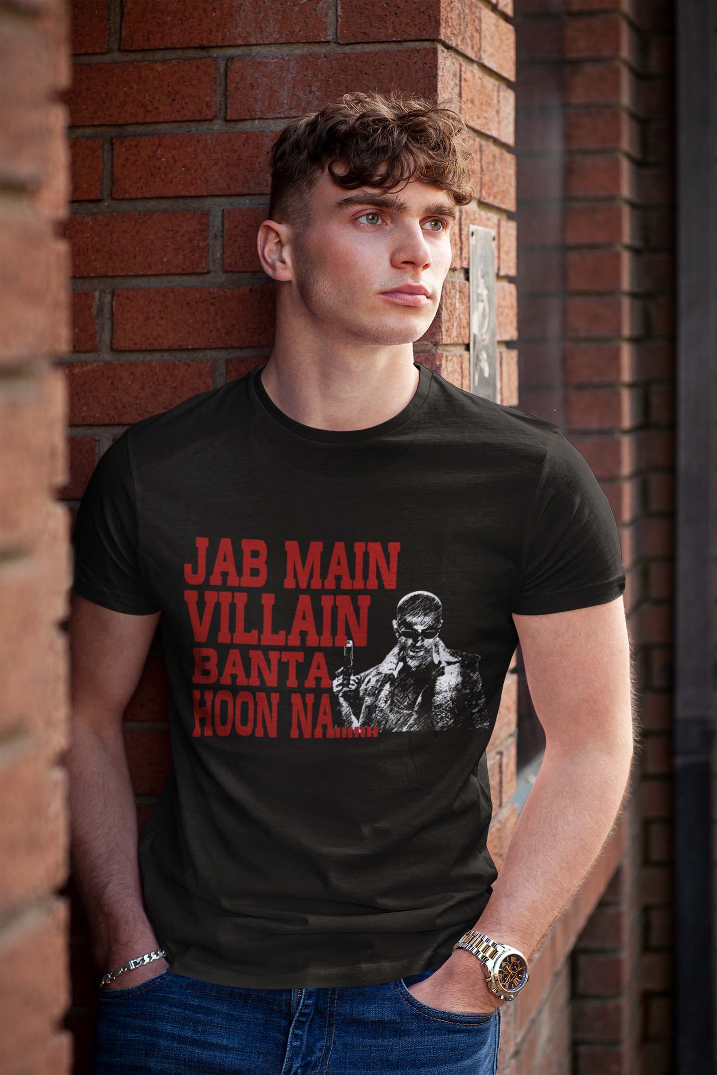 SRK Jawan Movie Jab Main Villain Banta Hoon T-Shirt Black