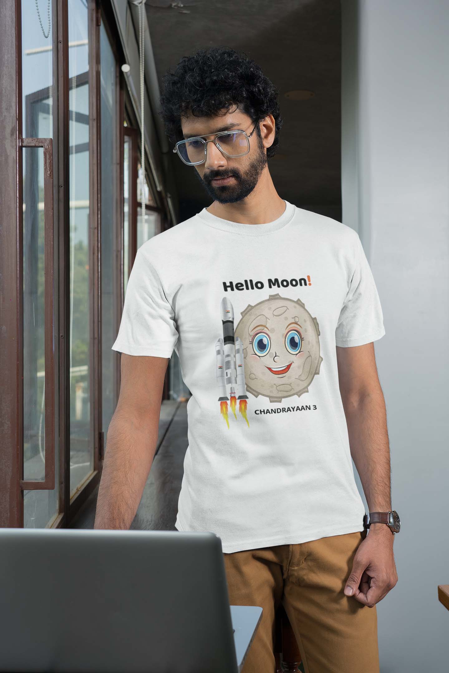 Hello Moon ISRO Chandrayaan 3 Printed T-Shirt