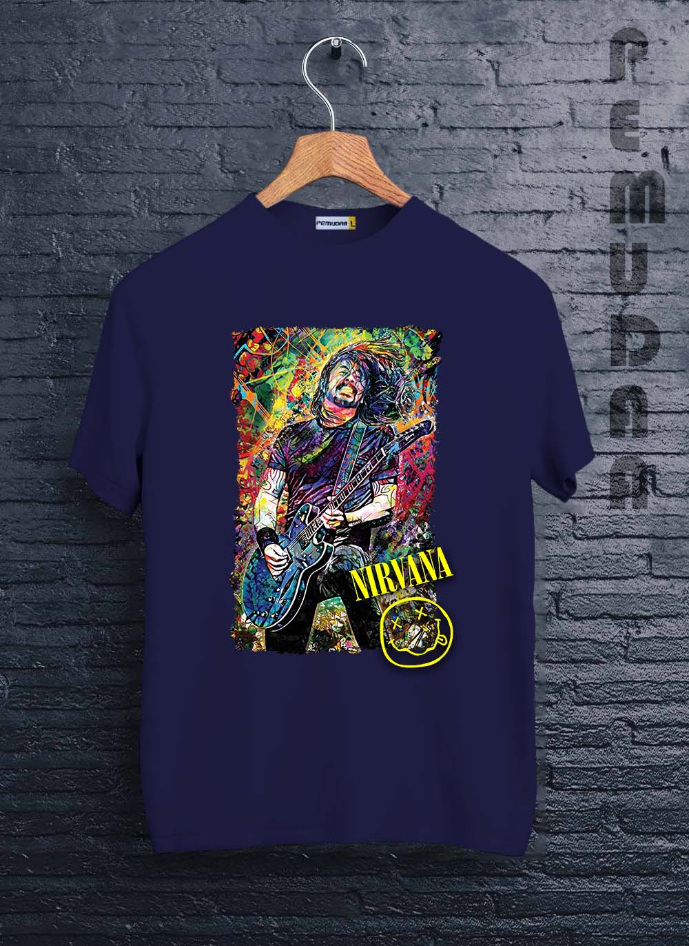 Nirvana Rock Band Graphic Printed T Shirt - Navy Blue