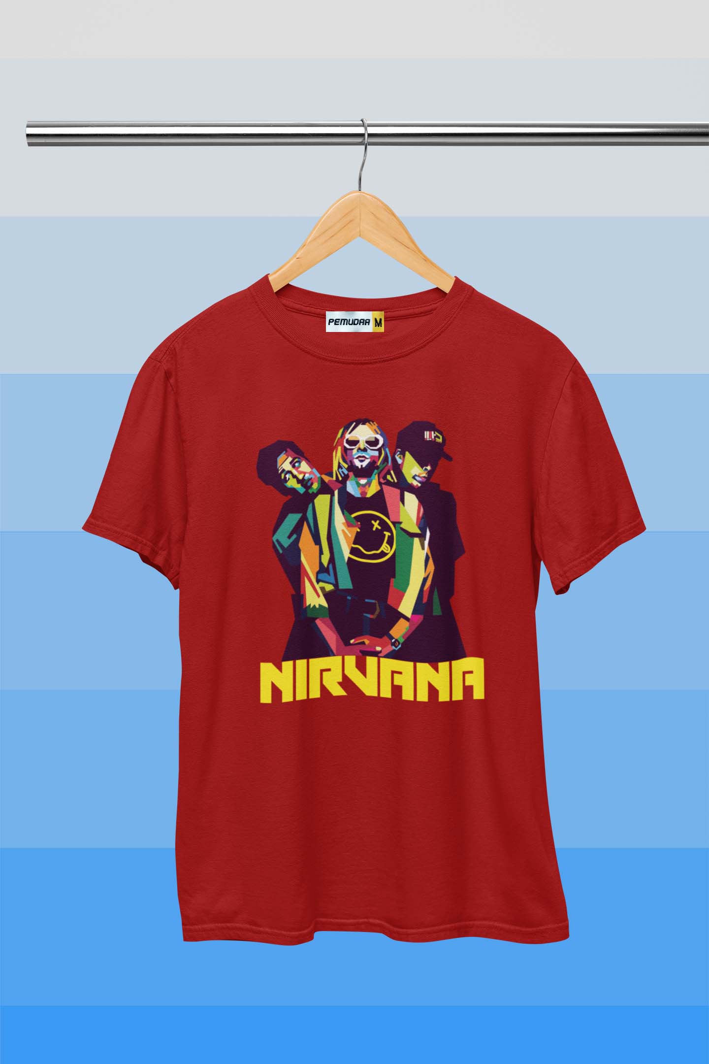Nirvana Music Band Graphic Printed T Shirt - Cherry Red