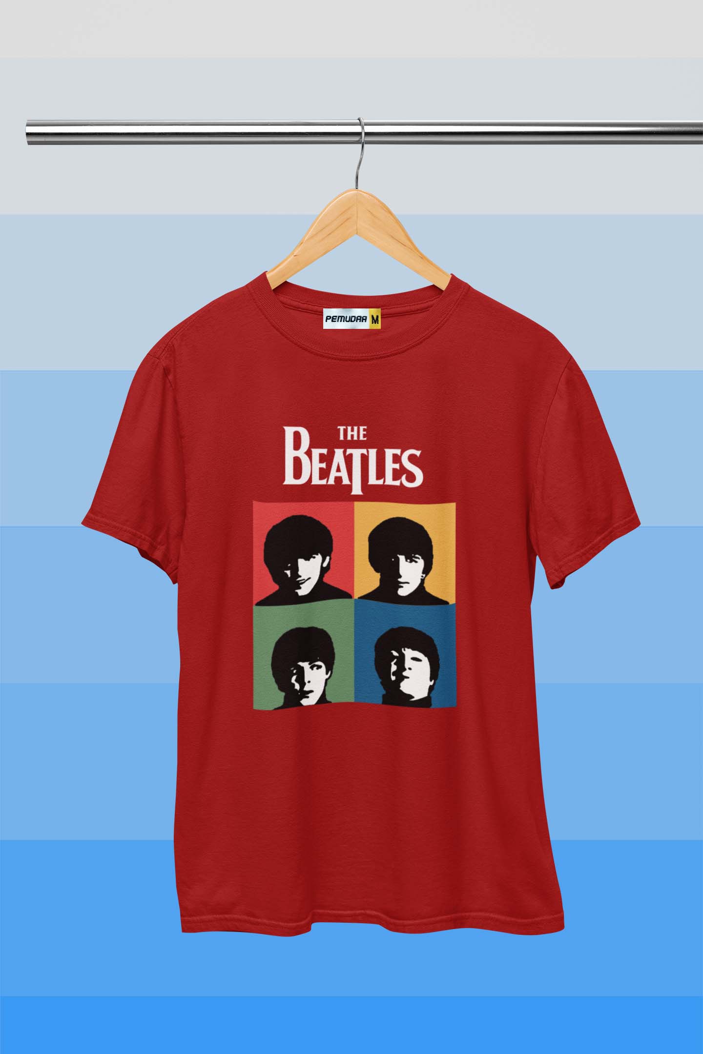 Men The Beatles Graphic Printed T Shirt - Cherry Red